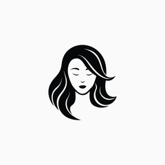 Woman's face with closed eyes and flowing hair silhouette