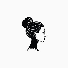 Woman's profile with hair in a bun female face