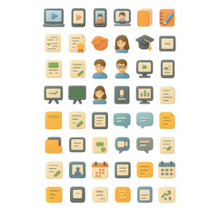 Diverse Set of Digital Learning and Online Education Icons laptop video player transparency background isolated on a transparent background