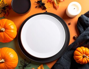 halloween pumpkin plate mock up 