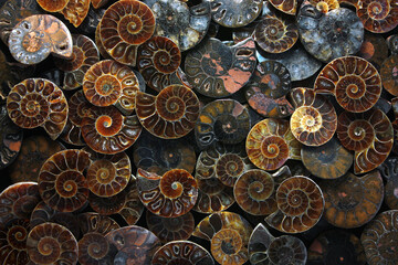 Ammonites, Fossil Cephalopods from the Mesozoic Era, from Madagascar
