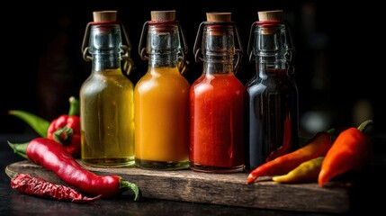 Gourmet Hot Sauce Collection: Artisan Condiments in Glass Bottles