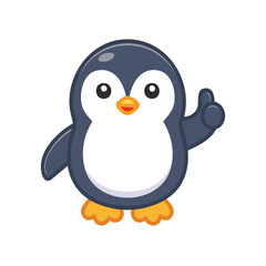 Fototapeta premium A cute cartoon penguin giving a thumbs up, conveying a message of approval and positivity