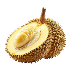Obraz premium Fresh Half Cut Durian Fruit Isolated on a Transparent Background