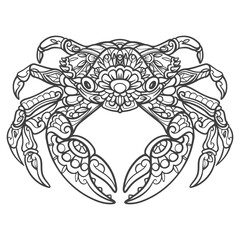 crab mandala arts isolated on white background