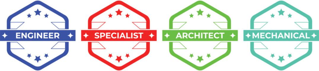 Set of company training badge certificates to determine based on criteria. Vector illustration certified logo design.
