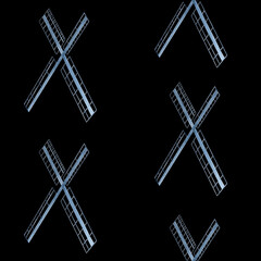 Watercolor windmill blades seamless pattern in blue tones isolated on black. Hand painted art. Perfect for rustic designs, Scandinavian decor, eco-friendly packaging, postcards, farm-themed projects