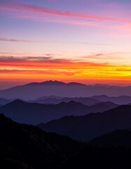 Colorful mountain sunset