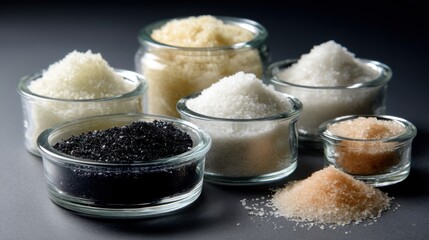 Assorted Sugar Varieties in Glass Bowls