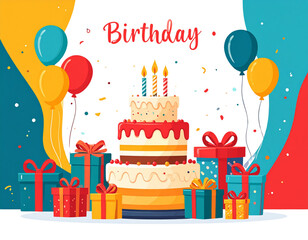 birthday card with cake and candles