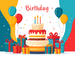 birthday card with cake and candles