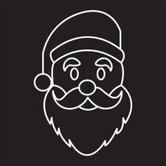 christmas santa head line art silhouette vector illustration