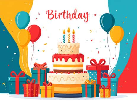 birthday card with cake and candles