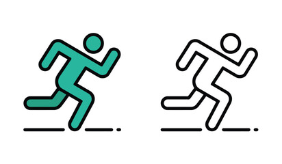 Modern Icon Set Depicting Figure in Motion Running Sport Exercise Wellbeing and Activity