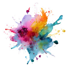 Fototapeta premium Watercolor Splash PNG – Artistic Paint Blot with Transparent Background for Creative Design