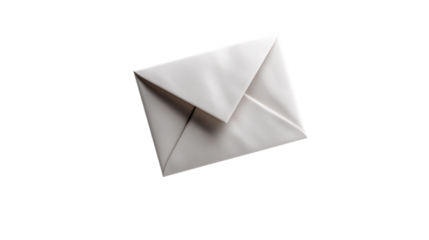 Minimalist mailing envelope presented in a modern floating style with a floating look effect. Absolutely no shadows and reflections, no support, no contact with the surface (no floor contact, no base)
