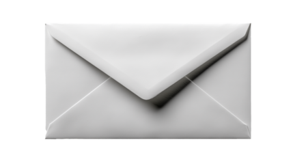 Minimalist mailing envelope presented in a modern floating style with a floating look effect. Absolutely no shadows and reflections, no support, no contact with the surface (no floor contact, no base)
