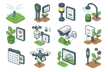 Icons camera vector gardening station schedule dispenser icon garden smart seasonal sprinkler