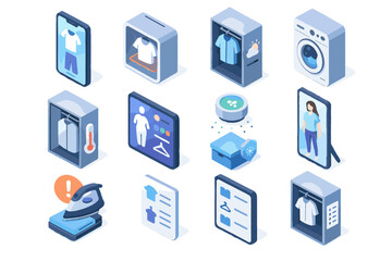 Wardrobe mode icon folding temperature sensor selection vector device smart clothing