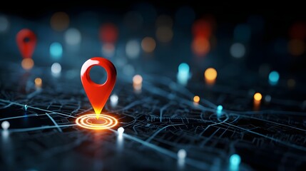 Glowing Light Geolocation Map Marker Local Business