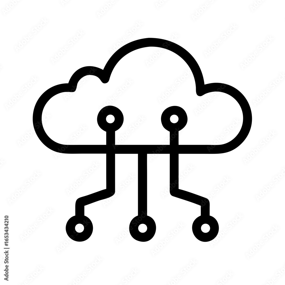 Poster illustration of a cloud connected to three nodes with lines representing a network connection type i