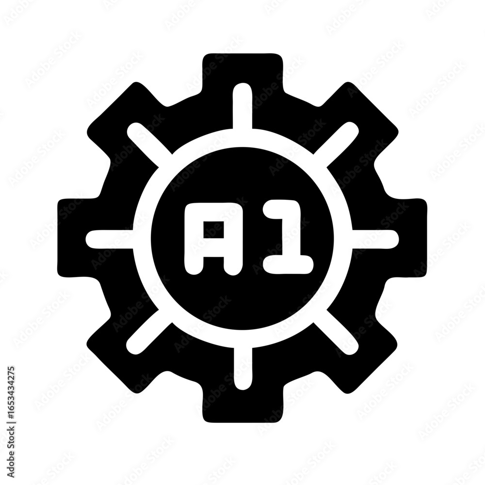 Poster a black gear with a white circle in the center containing the letters a and one inside it design ele