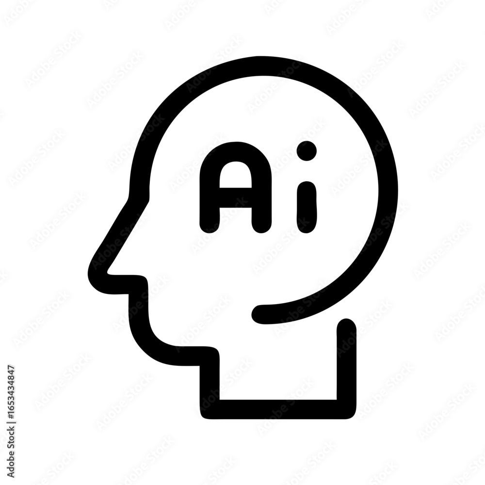 Poster artificial intelligence concept featuring a head silhouette with the letters ai inside it in black