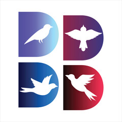 Bird  Creative D letter logo design icon