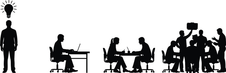 Silhouettes Illustrating the Stages of a Startup Business