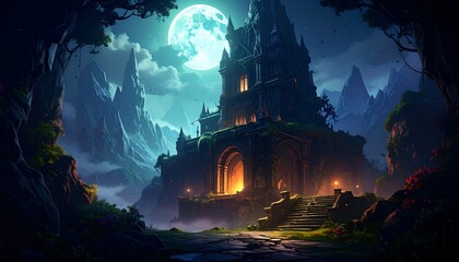 Fototapeta premium Dark castle at night