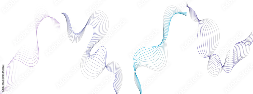 Poster abstract colorful set of wavy-like lines design colors on a white background creating a flowing and 