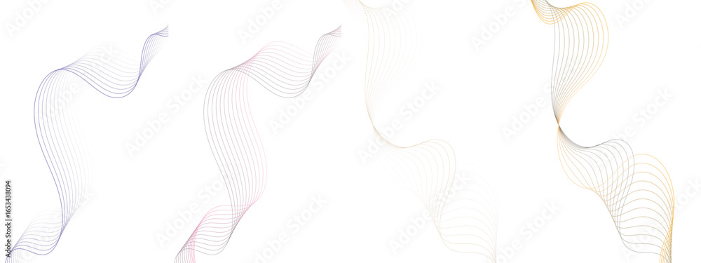Poster abstract colorful set of wavy-like lines design colors on a white background creating a flowing and 