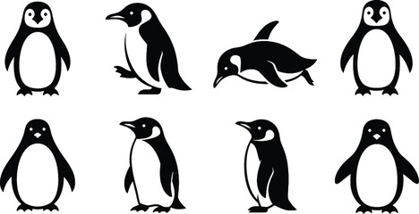 Obraz premium Collection of various penguin silhouettes.