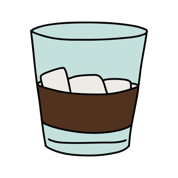 Shot of Scotch in a Whisky Glass with Ice