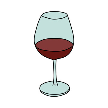 Vector Icon Illustration of a Red Wine in a Glass
