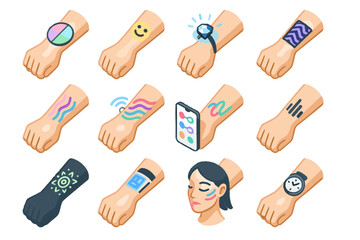 Virtual vector smart makeup interface ink tattoo augmented icon color designs pattern