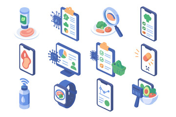 Detection emergency allergy vector management icon ai sensor assistant diet meal checker