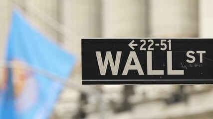 wall street sign road with blurred building in background international world trade concept building finance and trading company background