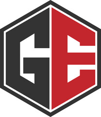 Obraz premium GE logo design. EG logo design. Polygon GE logo design. Brand, Branding, Unique logo design. Minimalist logo design. 