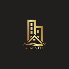 Naklejka premium Real estate logo design. House logo design. Luxury real estate logo design. Investment logo design. Property logo design. Architecture logo design. 