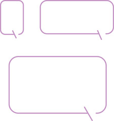 This image shows three simple, minimalist speech bubble shapes. Simple, clean, and modern set of graphical elements, possibly for use in a presentation. PInk.
