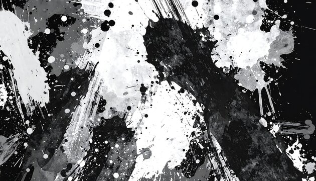 Abstract grayscale paint splatter - Powered by Adobe
