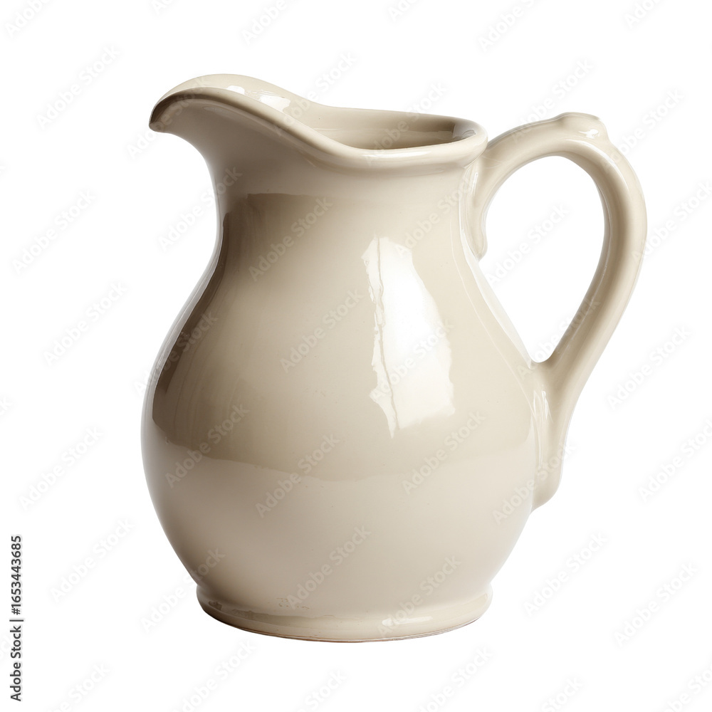 Poster simple ceramic pitcher with smooth, glossy finish, perfect for serving beverages. its elegant design