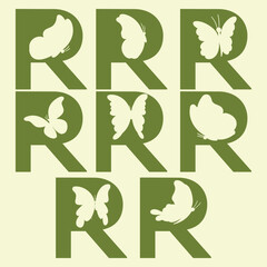 Butterfly  Creative R letter logo design icon