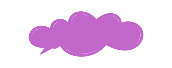 Organic purple speech bubble icon with cloud shape and hand drawn doodle style. Dialogue box for text or chat message. Unique conversation element for creative dialogue or message context.