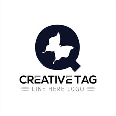 Butterfly  Creative Q letter logo design icon