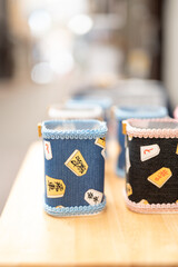 Japanese Handmade Fabric Cup Holder with Shogi Chess Pattern