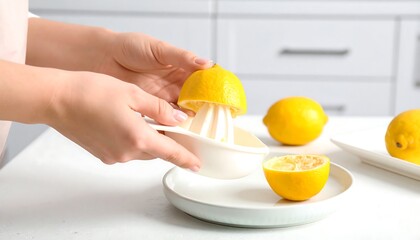 Person juicing a lemon