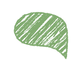 Green crayon scribble fluid speech balloon creates a diagonal message bubble. The comment and chat thought circle shows organic communication with a dynamic graphic quality, ideal for modern
