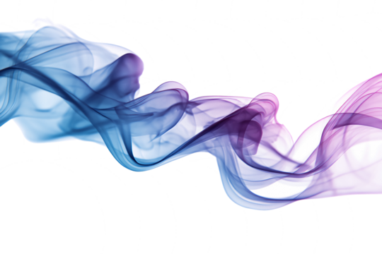Wave of blue and purple smoke on white or transparent background. design element. gradient. colored smoke. smooth.